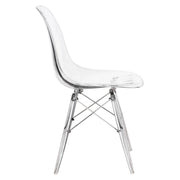 Cresco Modern Dining Side Chair in Curved Back Design with Multiple Base Options: Wood, Acrylic, Chrome & Gold Eiffel Design - Elax Furniture