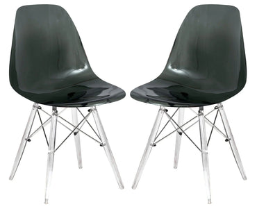 Dover Molded Side Chair with Acrylic Base, Set of 2 - Elax Furniture