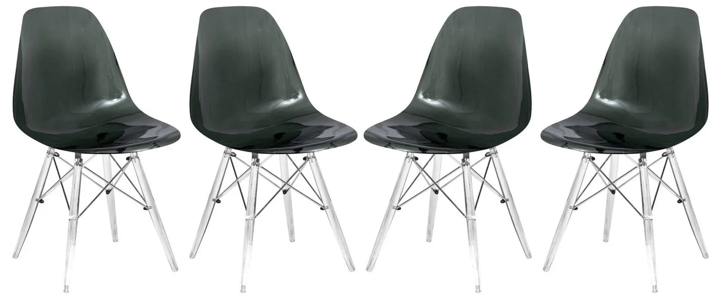 Dover Molded Side Chair with Acrylic Base, Set of 4 - Elax Furniture
