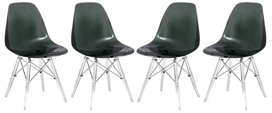 Dover Molded Side Chair with Acrylic Base, Set of 4 - Elax Furniture