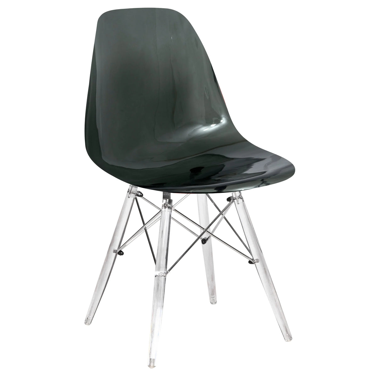 Cresco Modern Dining Side Chair in Curved Back Design with Multiple Base Options: Wood, Acrylic, Chrome & Gold Eiffel Design - Elax Furniture