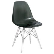 Cresco Modern Dining Side Chair in Curved Back Design with Multiple Base Options: Wood, Acrylic, Chrome & Gold Eiffel Design - Elax Furniture