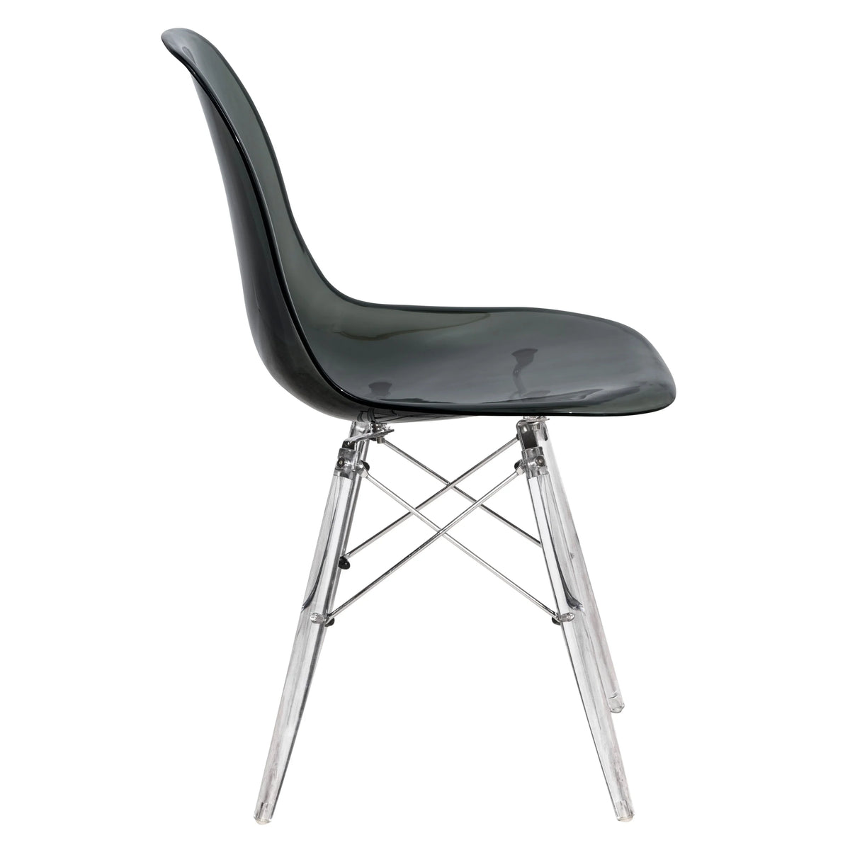 Cresco Modern Dining Side Chair in Curved Back Design with Multiple Base Options: Wood, Acrylic, Chrome & Gold Eiffel Design - Elax Furniture
