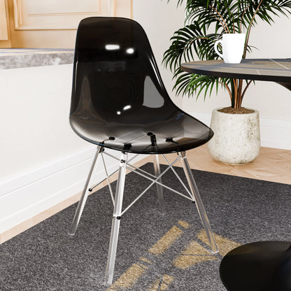 Cresco Modern Dining Side Chair in Curved Back Design with Multiple Base Options: Wood, Acrylic, Chrome & Gold Eiffel Design - Elax Furniture