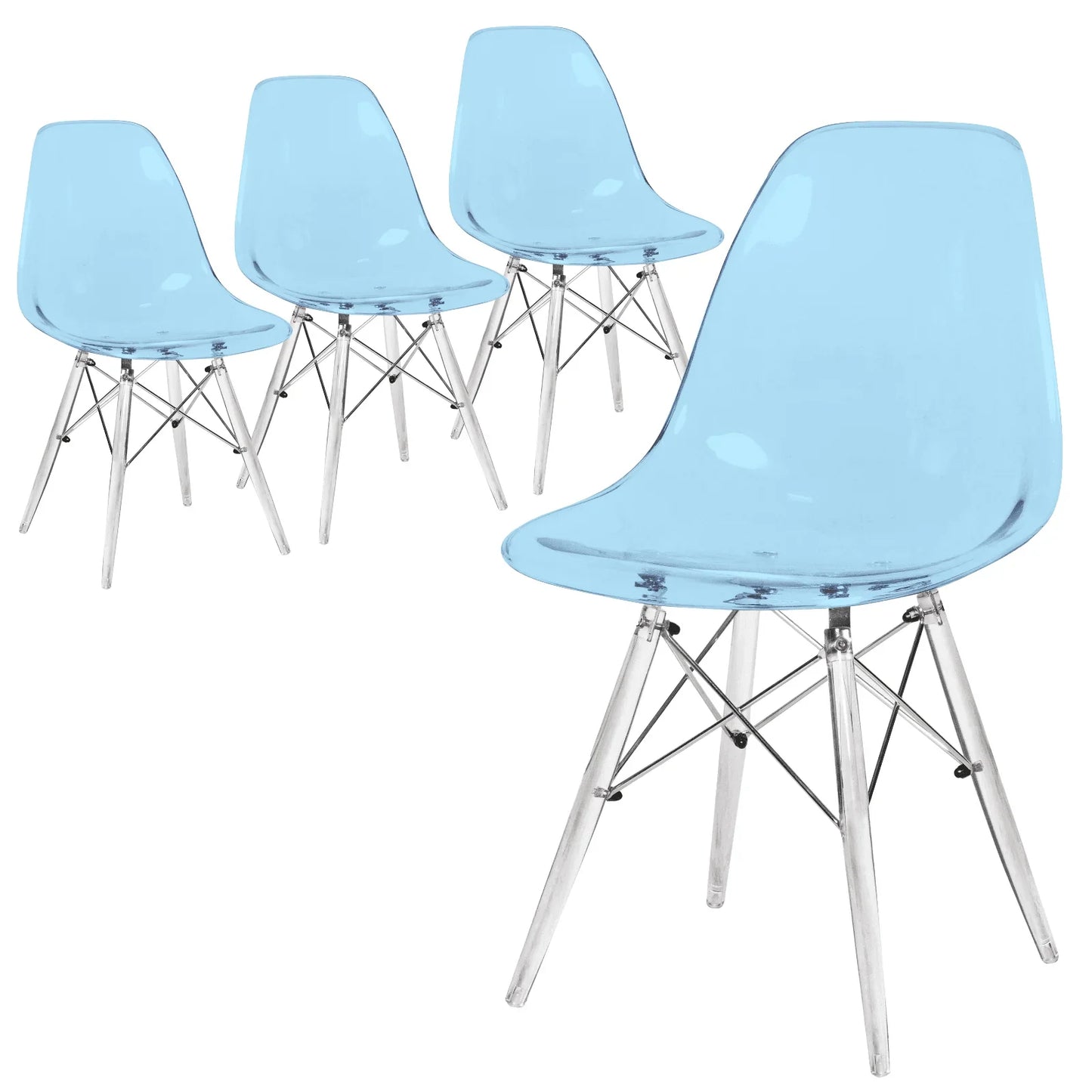 Dover Molded Side Chair with Acrylic Base, Set of 4 - Elax Furniture