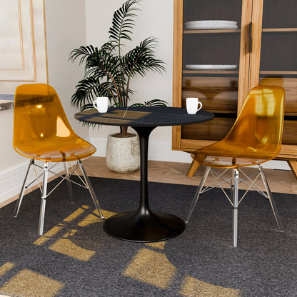 Cresco Modern Dining Side Chair in Curved Back Design with Multiple Base Options: Wood, Acrylic, Chrome & Gold Eiffel Design - Elax Furniture