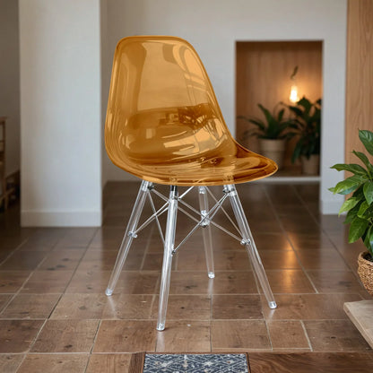 Cresco Modern Dining Side Chair in Curved Back Design with Multiple Base Options: Wood, Acrylic, Chrome & Gold Eiffel Design - Elax Furniture