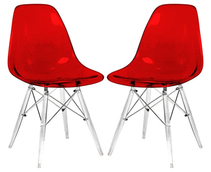 Dover Molded Side Chair with Acrylic Base, Set of 2 - Elax Furniture