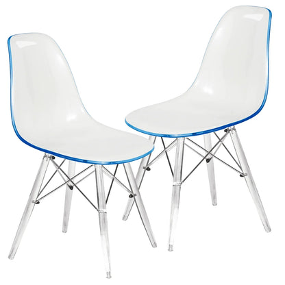 Dover Molded Side Chair with Acrylic Base, Set of 2 - Elax Furniture