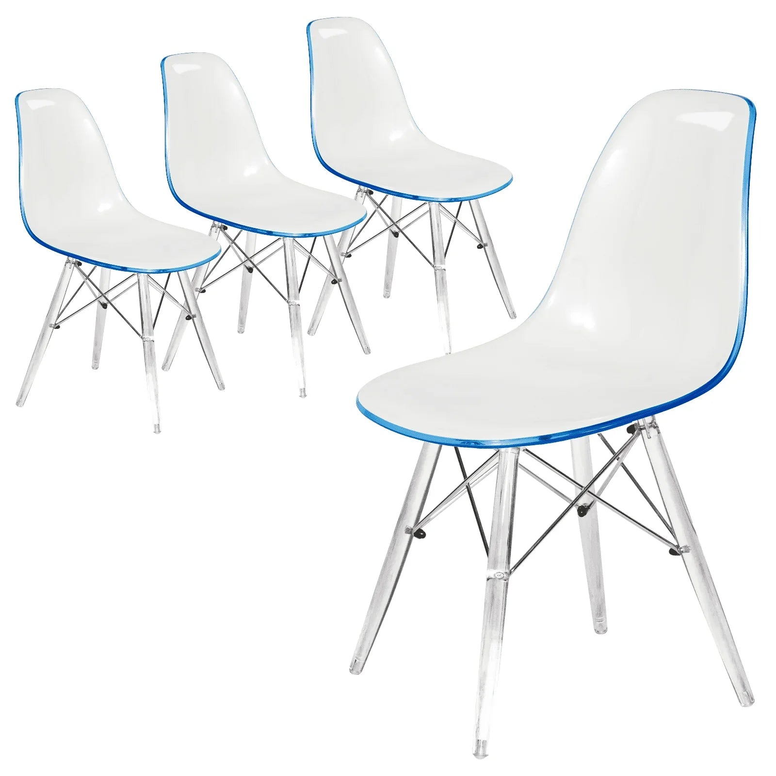 Dover Molded Side Chair with Acrylic Base, Set of 4 - Elax Furniture