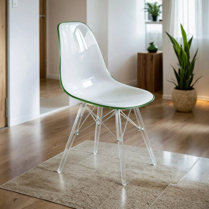 Cresco Modern Dining Side Chair in Curved Back Design with Multiple Base Options: Wood, Acrylic, Chrome & Gold Eiffel Design - Elax Furniture