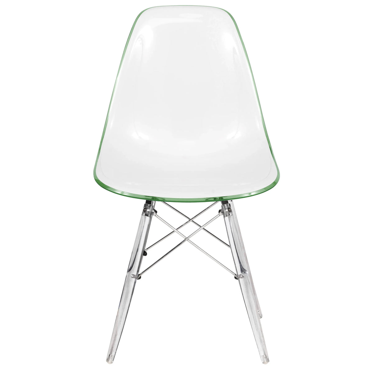Cresco Modern Dining Side Chair in Curved Back Design with Multiple Base Options: Wood, Acrylic, Chrome & Gold Eiffel Design - Elax Furniture