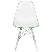 Cresco Modern Dining Side Chair in Curved Back Design with Multiple Base Options: Wood, Acrylic, Chrome & Gold Eiffel Design - Elax Furniture