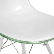 Cresco Modern Dining Side Chair in Curved Back Design with Multiple Base Options: Wood, Acrylic, Chrome & Gold Eiffel Design - Elax Furniture