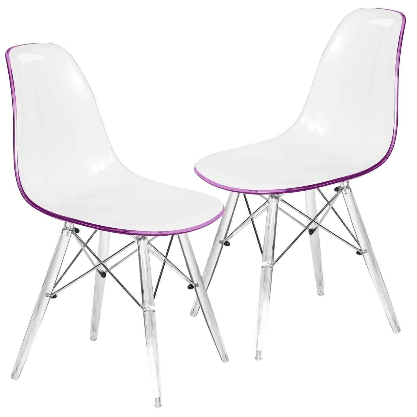 Dover Molded Side Chair with Acrylic Base, Set of 2 - Elax Furniture