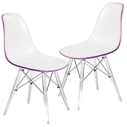 Dover Molded Side Chair with Acrylic Base, Set of 2 - Elax Furniture