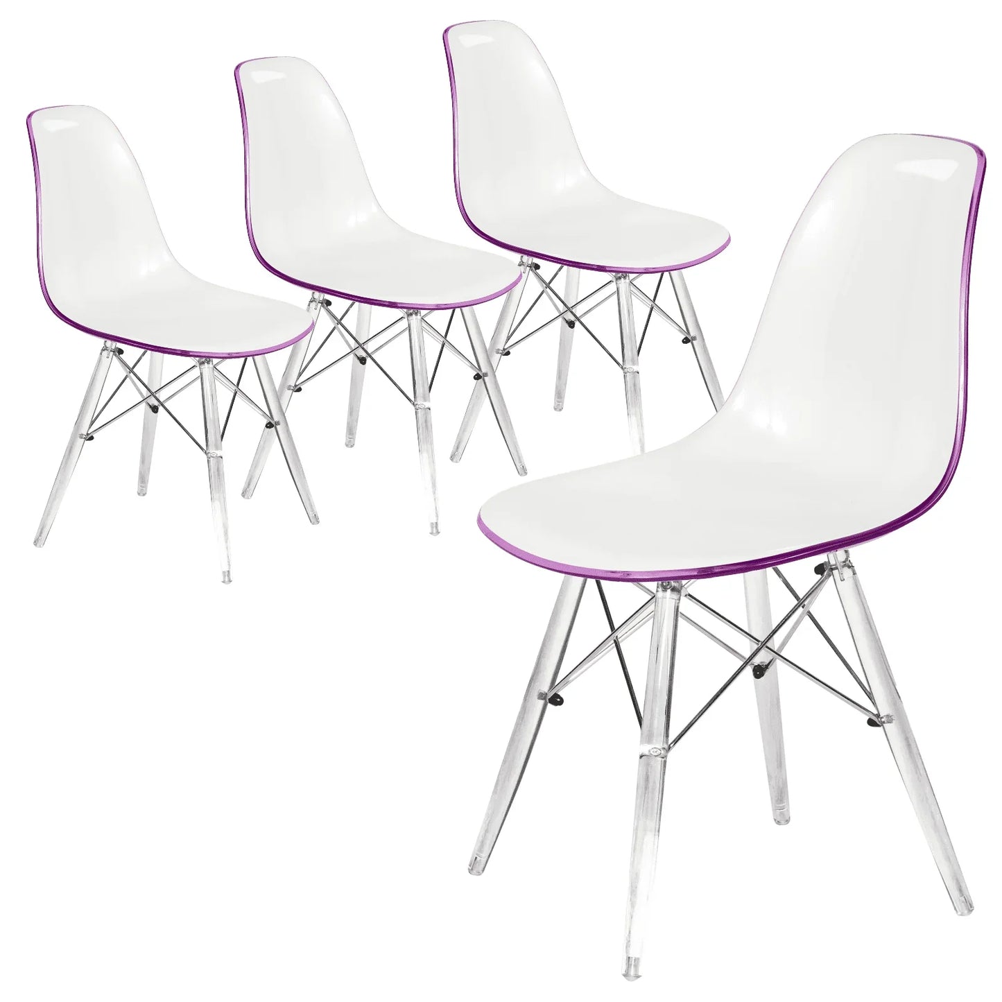 Dover Molded Side Chair with Acrylic Base, Set of 4 - Elax Furniture