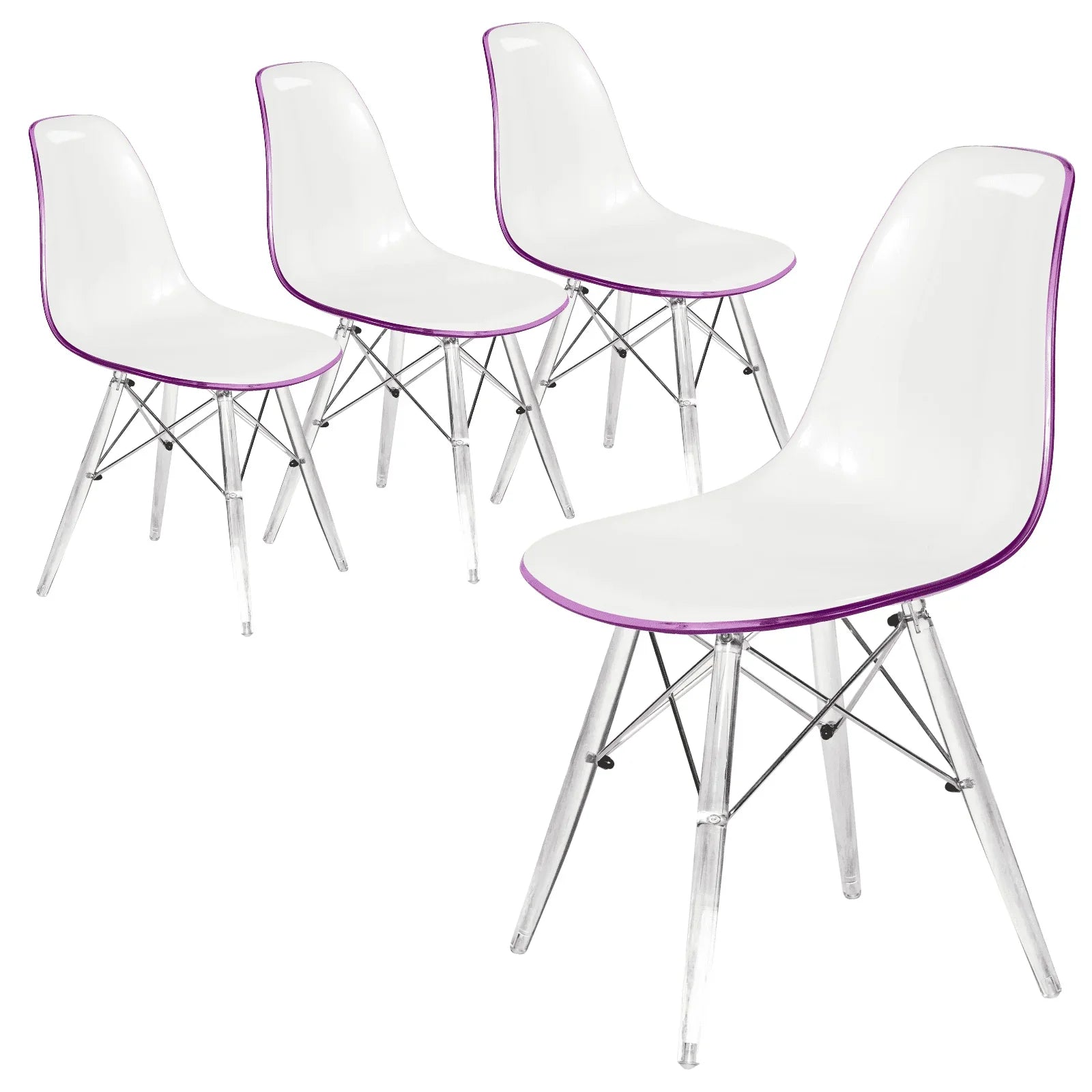 Dover Molded Side Chair with Acrylic Base, Set of 4 - Elax Furniture