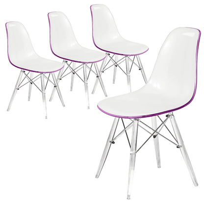Dover Molded Side Chair with Acrylic Base, Set of 4 - Elax Furniture
