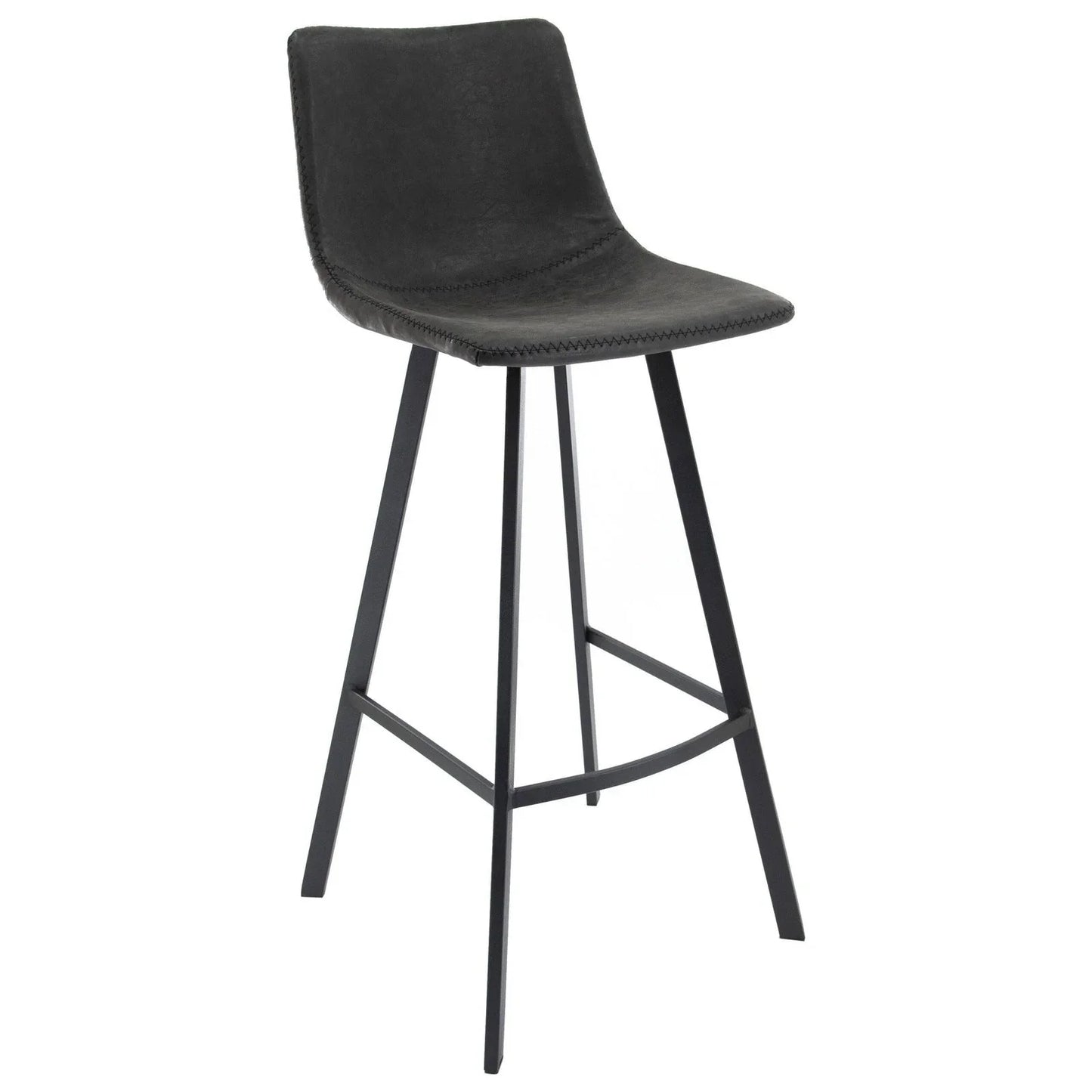 Elland Modern Upholstered Leather Bar Stool With Iron Legs & Footrest - Elax Furniture