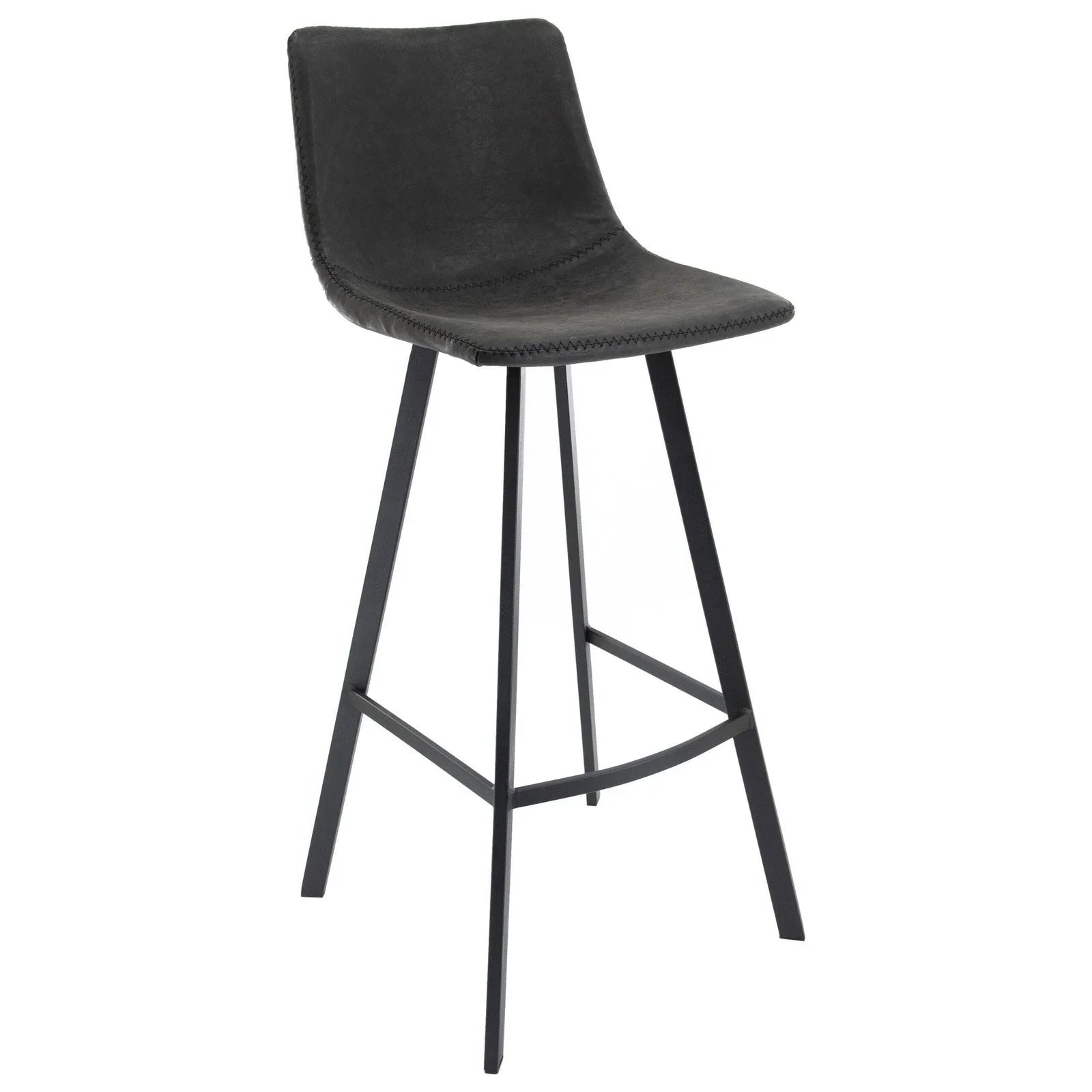 Elland Modern Upholstered Leather Bar Stool With Iron Legs & Footrest - Elax Furniture