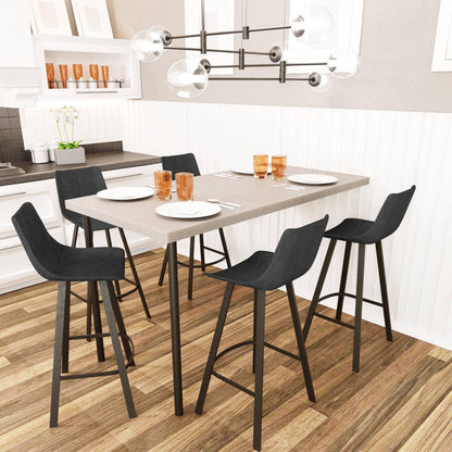 Elland Modern Upholstered Leather Bar Stool With Iron Legs & Footrest - Elax Furniture