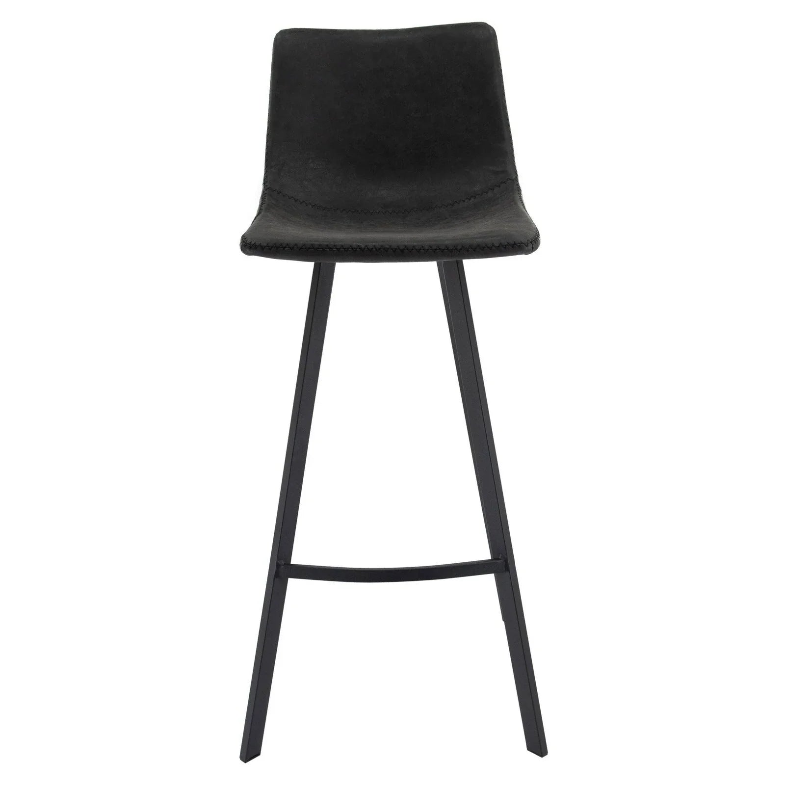 Elland Modern Upholstered Leather Bar Stool With Iron Legs & Footrest - Elax Furniture