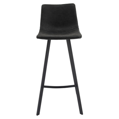 Elland Modern Upholstered Leather Bar Stool With Iron Legs & Footrest Set of 2 - Elax Furniture
