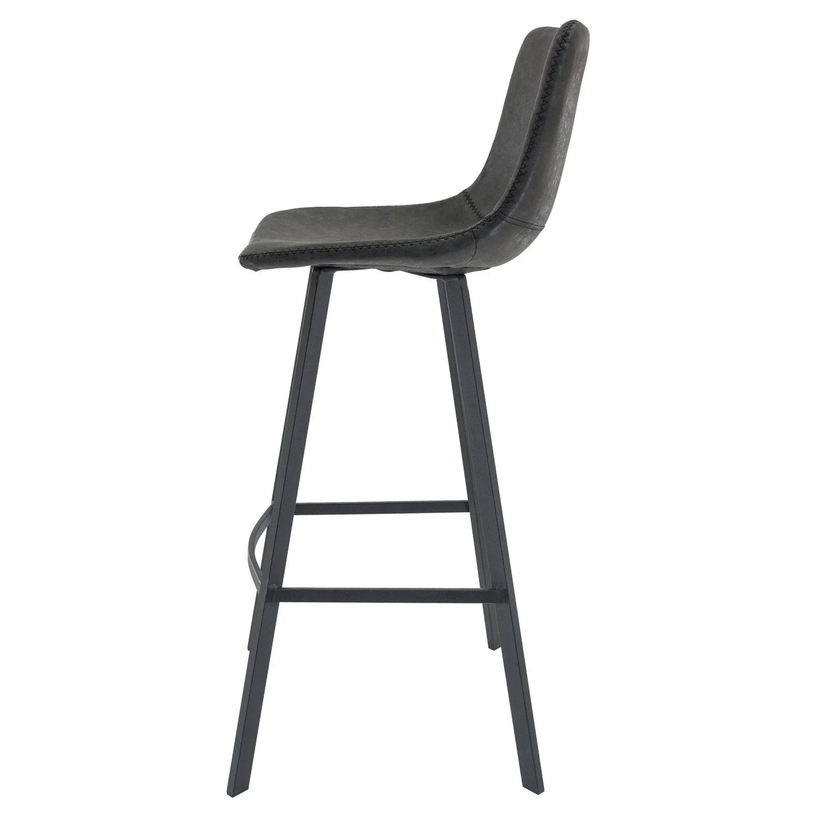 Elland Modern Upholstered Leather Bar Stool With Iron Legs & Footrest - Elax Furniture