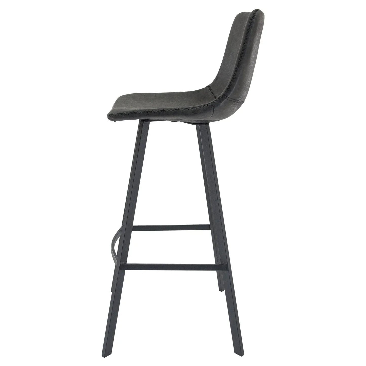 Elland Modern Upholstered Leather Bar Stool With Iron Legs & Footrest Set of 2 - Elax Furniture
