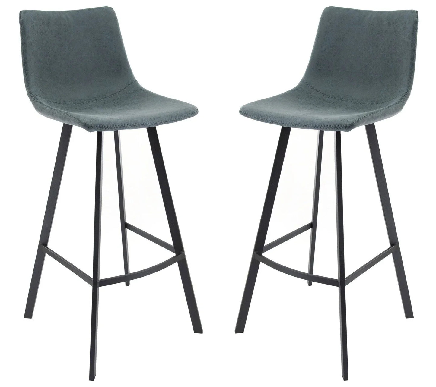 Elland Modern Upholstered Leather Bar Stool With Iron Legs & Footrest Set of 2 - Elax Furniture