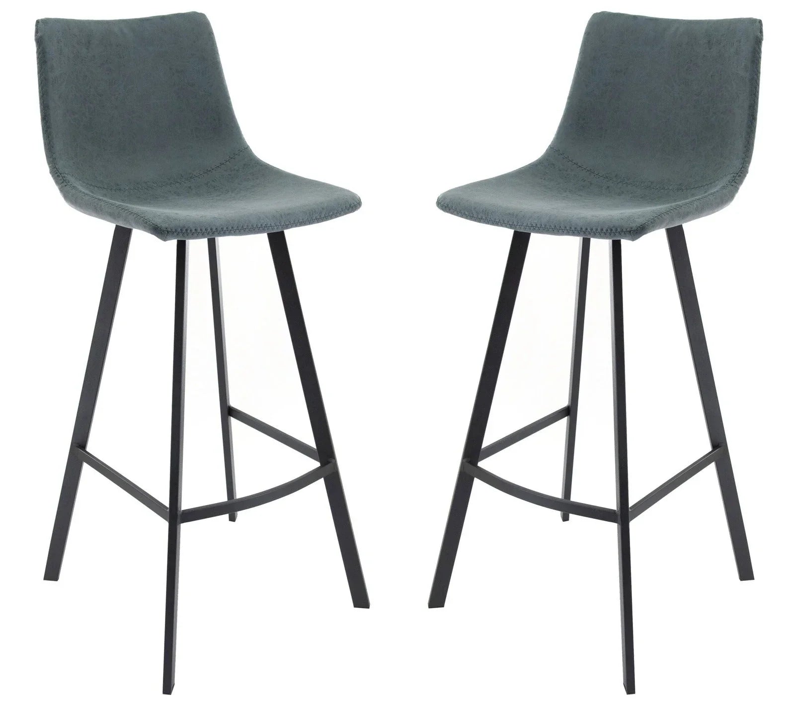 Elland Modern Upholstered Leather Bar Stool With Iron Legs & Footrest Set of 2 - Elax Furniture