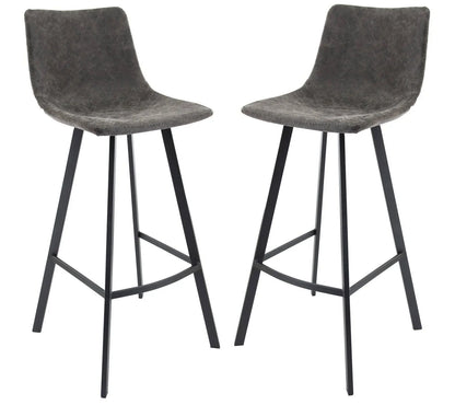 Elland Modern Upholstered Leather Bar Stool With Iron Legs & Footrest Set of 2 - Elax Furniture