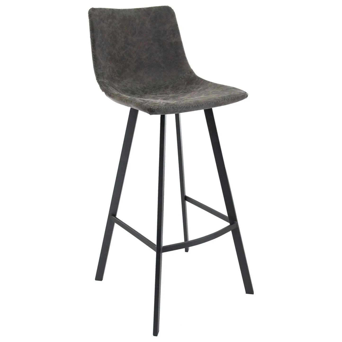 Elland Modern Upholstered Leather Bar Stool With Iron Legs & Footrest - Elax Furniture