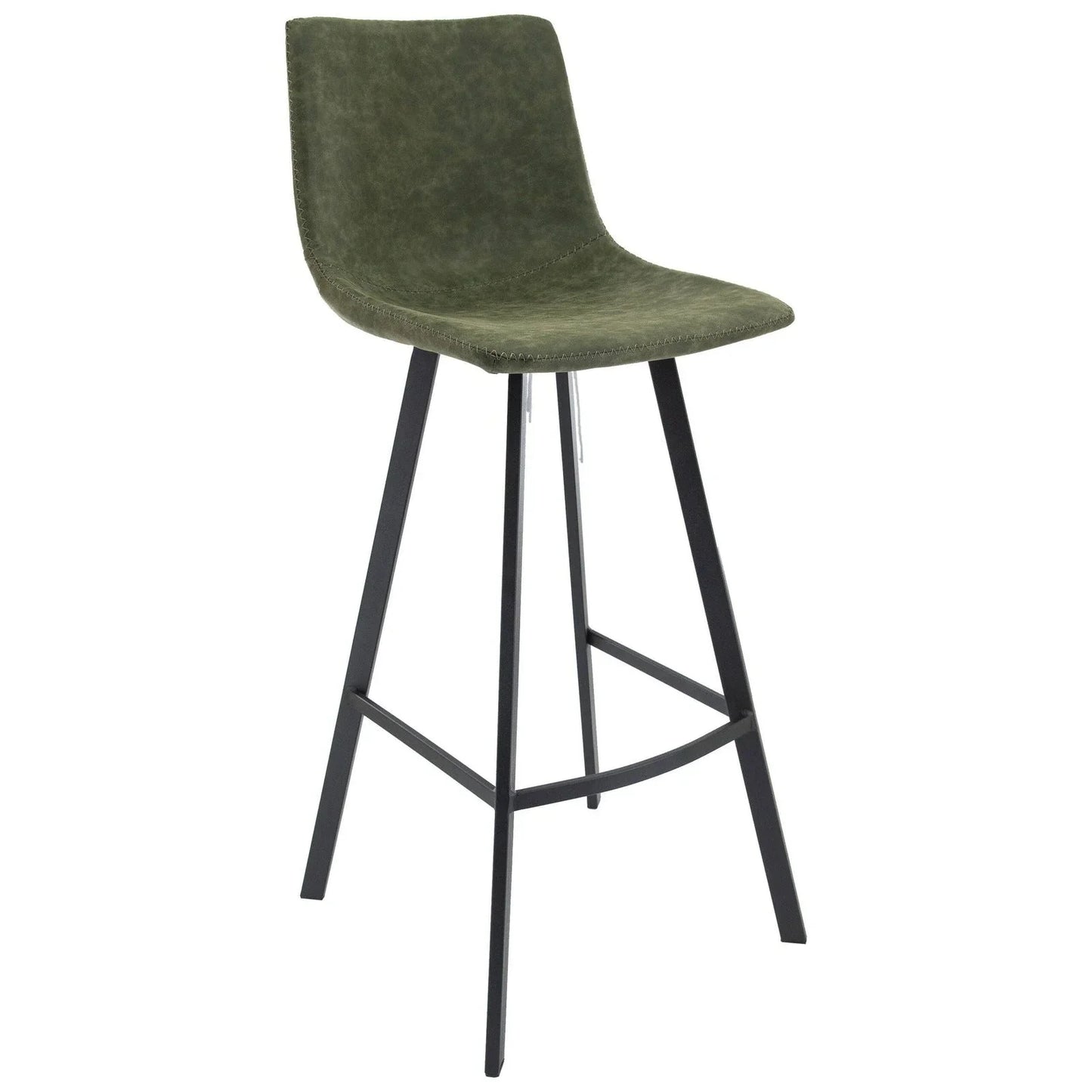 Elland Modern Upholstered Leather Bar Stool With Iron Legs & Footrest - Elax Furniture