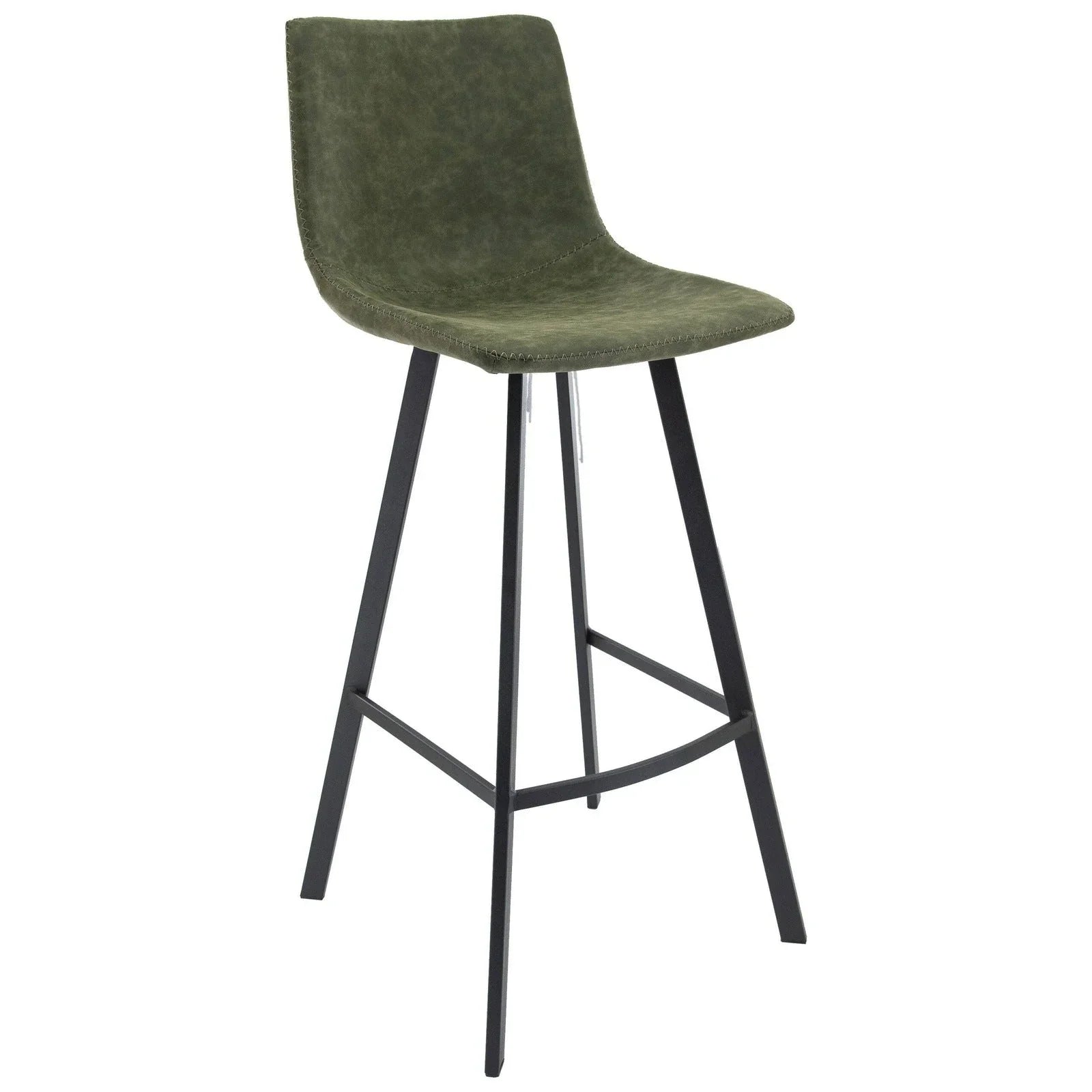Elland Modern Upholstered Leather Bar Stool With Iron Legs & Footrest - Elax Furniture