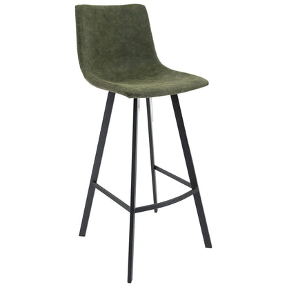 Elland Modern Upholstered Leather Bar Stool With Iron Legs & Footrest - Elax Furniture