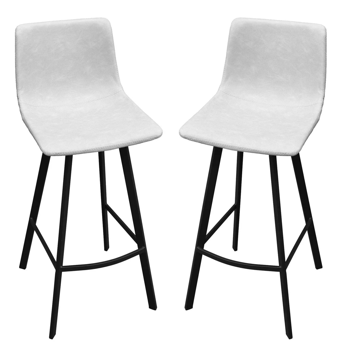 Elland Modern Upholstered Leather Bar Stool With Iron Legs & Footrest Set of 2 - Elax Furniture