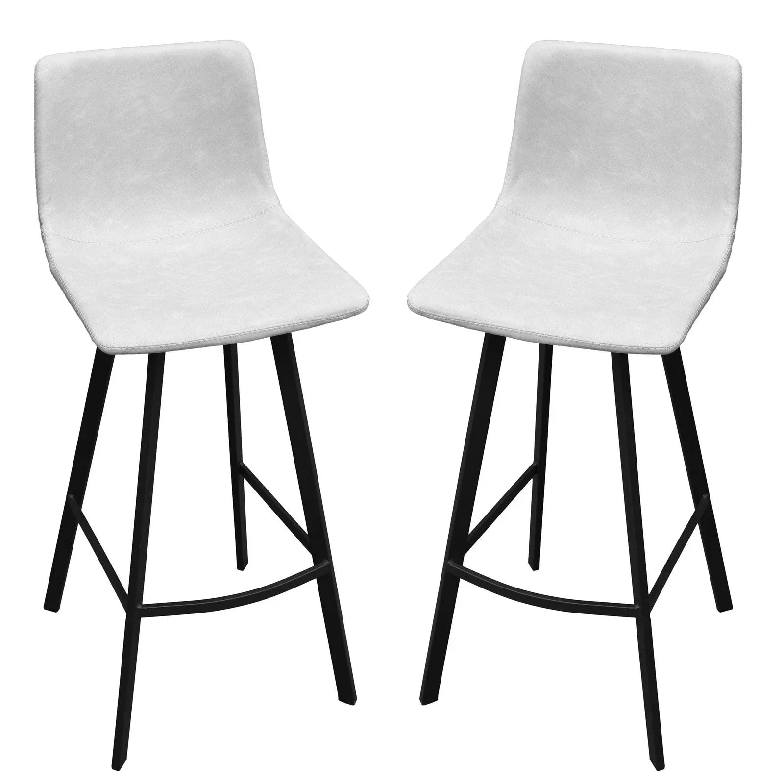 Elland Modern Upholstered Leather Bar Stool With Iron Legs & Footrest Set of 2 - Elax Furniture
