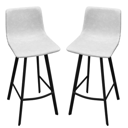 Elland Modern Upholstered Leather Bar Stool With Iron Legs & Footrest Set of 2 - Elax Furniture