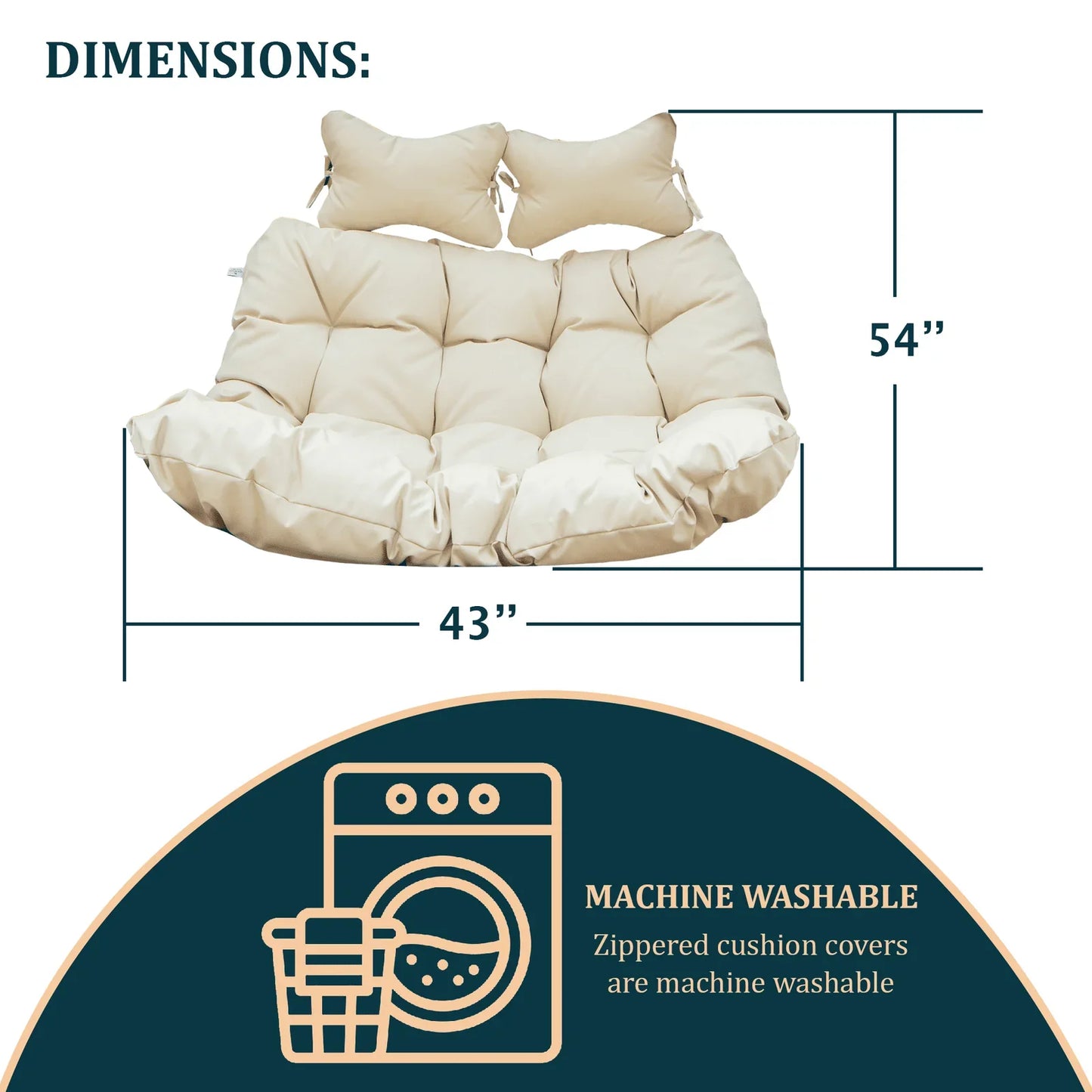 Modern Upholstered 2 Person Hanging Egg Swing Cushion with Headrest - Elax Furniture