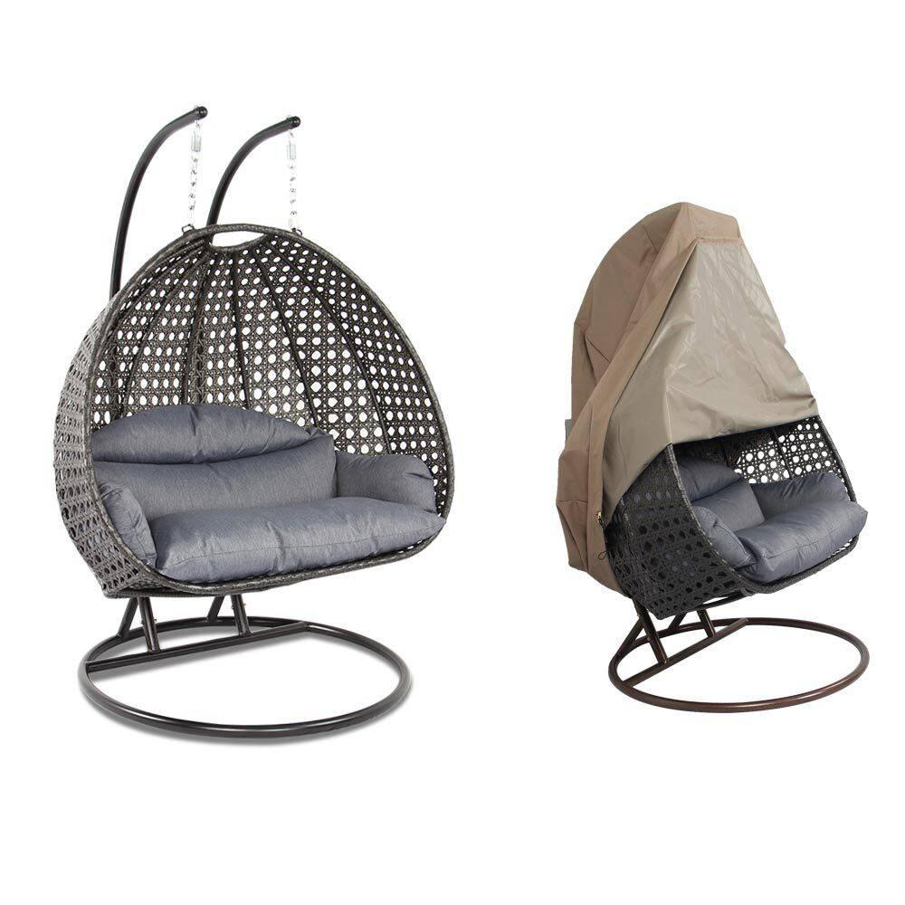 Wicker Hanging 2 person Egg Swing Chair With Outdoor Cover - Elax Furniture