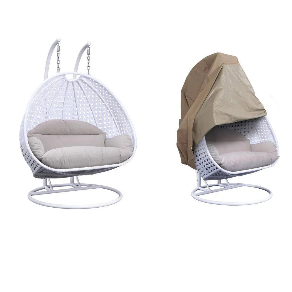 Wicker Hanging 2 person Egg Swing Chair With Outdoor Cover - Elax Furniture