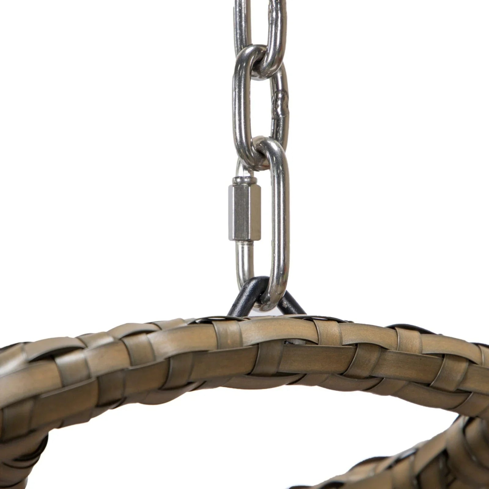 Beige Wicker Hanging Single Egg Swing Chair With Cushions - Elax Furniture