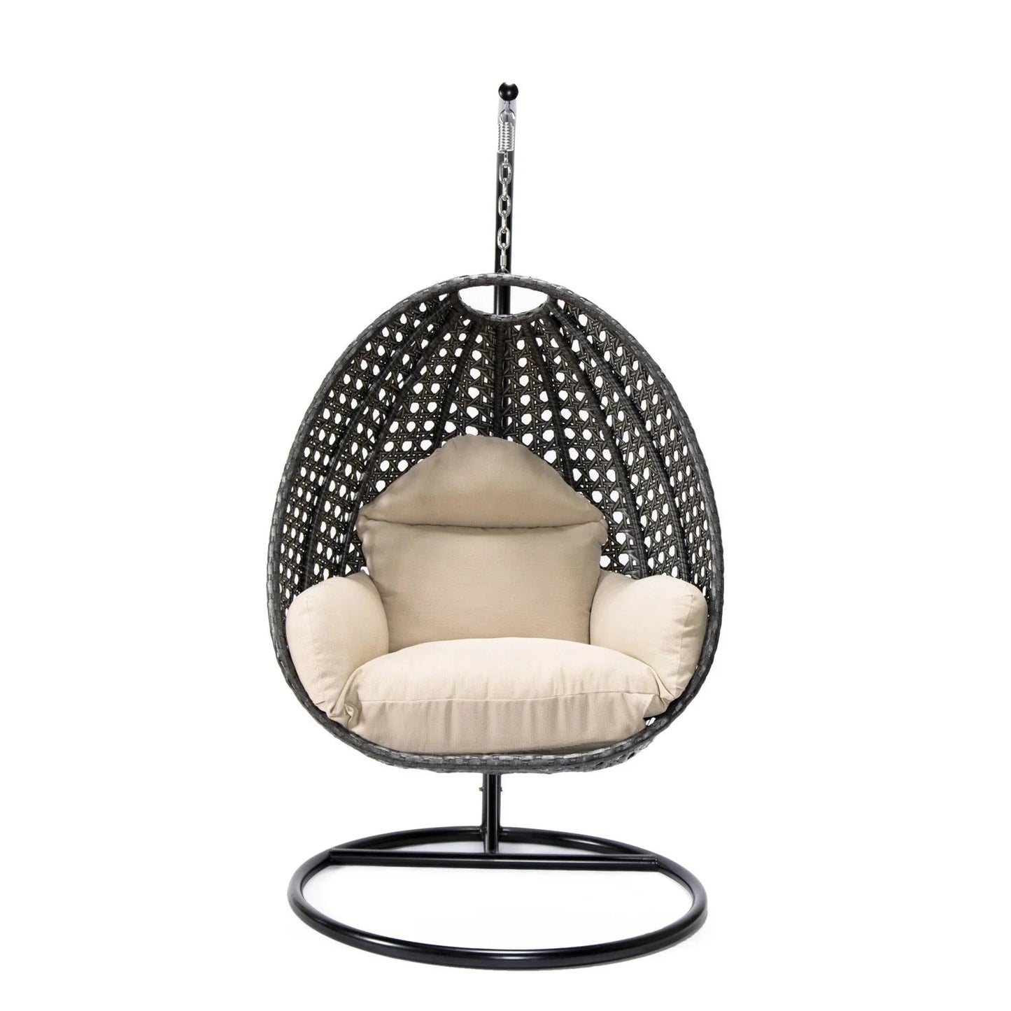Charcoal Wicker Hanging Single Egg Swing Chair With Cushions - Elax Furniture