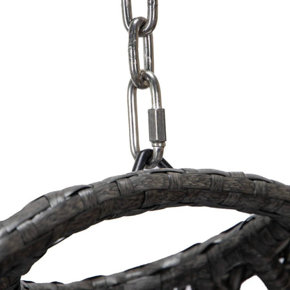 Charcoal Wicker Hanging Single Egg Swing Chair With Cushions - Elax Furniture