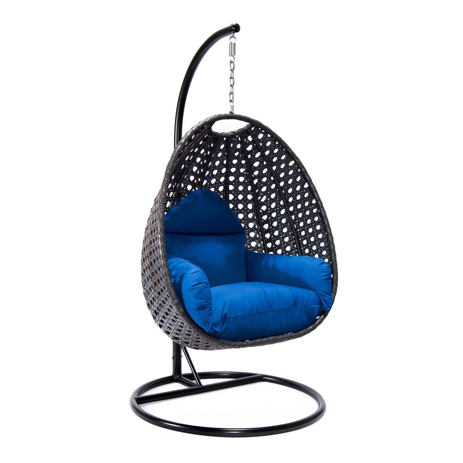 Charcoal Wicker Hanging Single Egg Swing Chair With Cushions - Elax Furniture