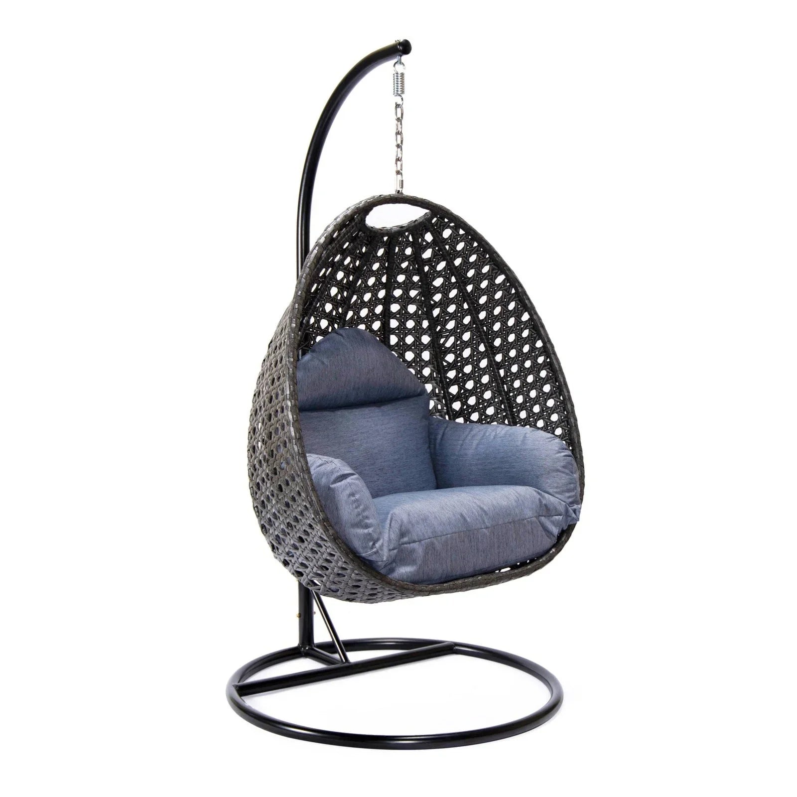 Charcoal Wicker Hanging Single Egg Swing Chair With Cushions - Elax Furniture