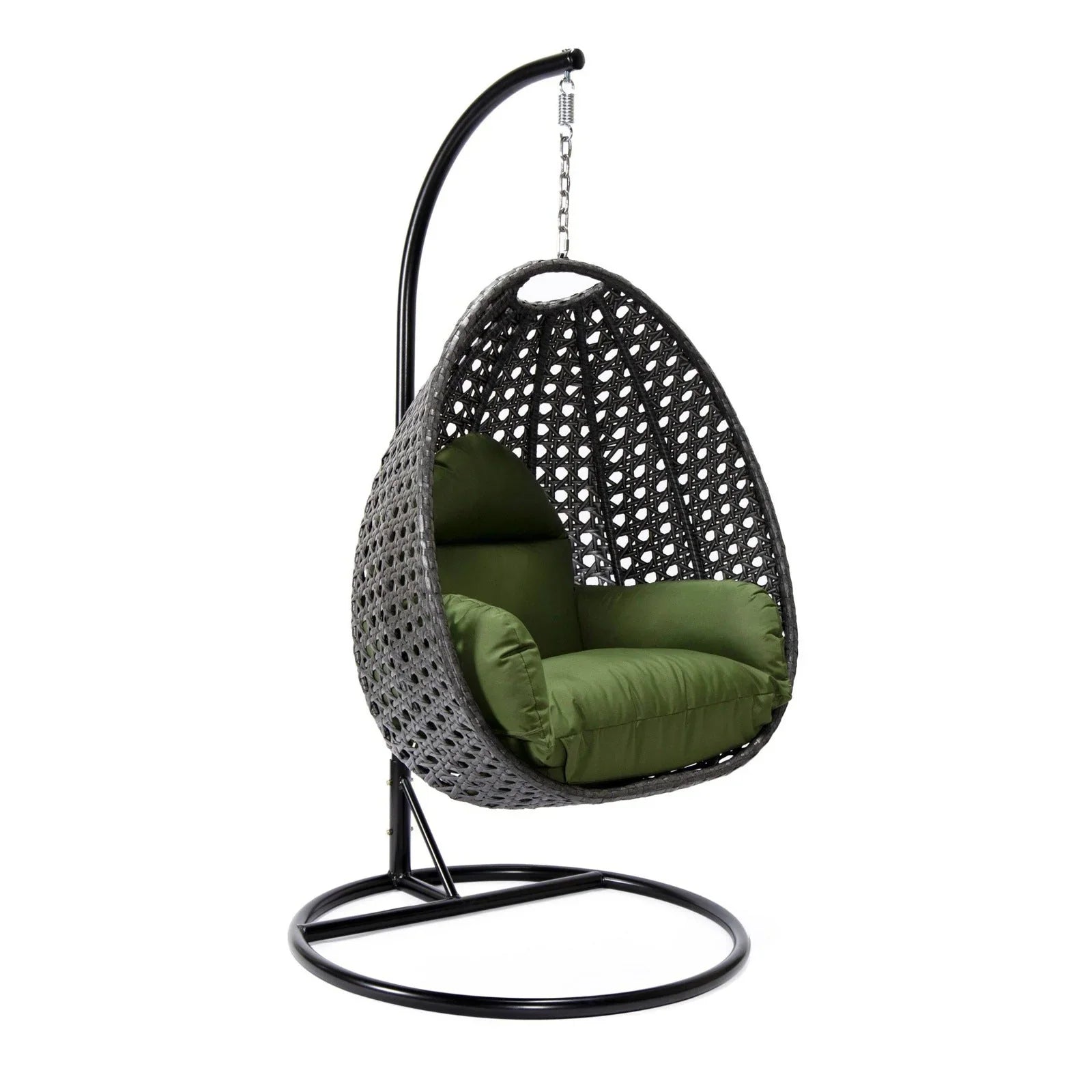 Charcoal Wicker Hanging Single Egg Swing Chair With Cushions - Elax Furniture