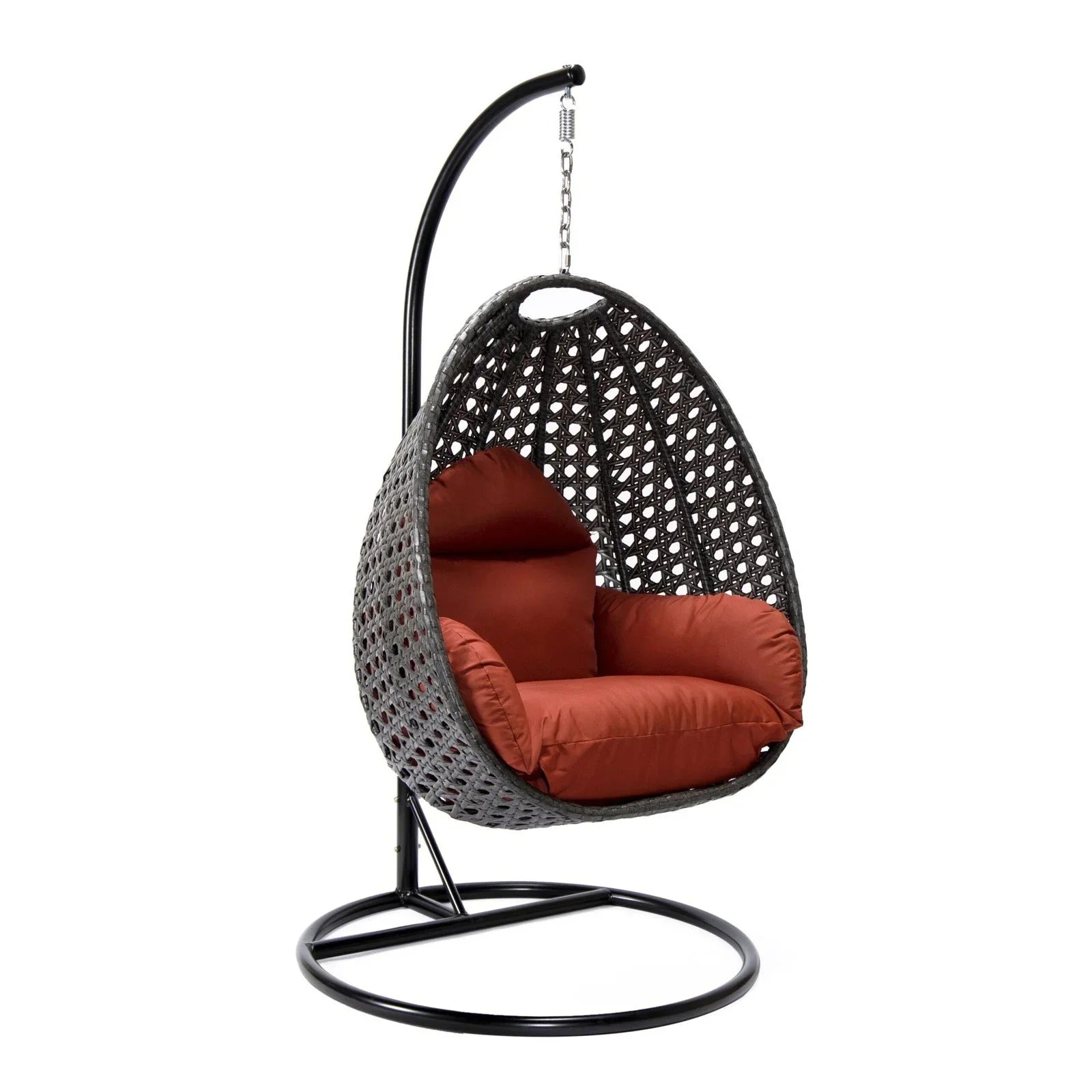 Charcoal Wicker Hanging Single Egg Swing Chair With Cushions - Elax Furniture